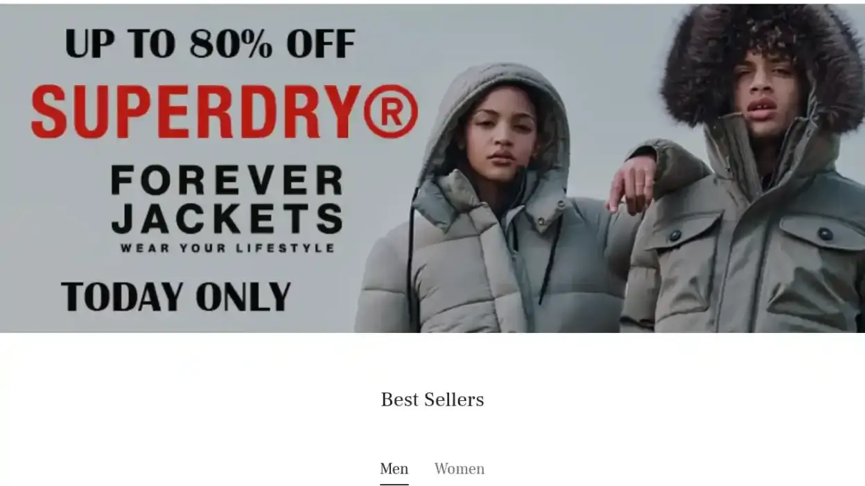 Screenshot of Non-Delivery scam website Superdry-vip.com