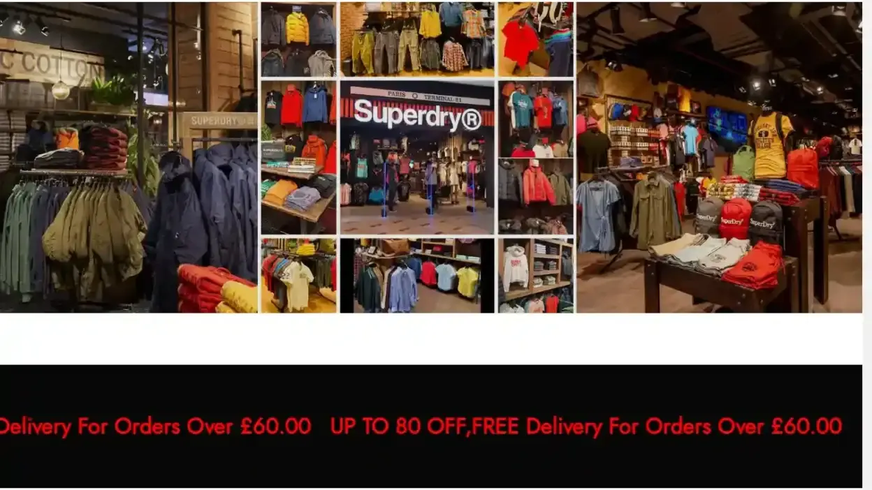 Screenshot of Non-Delivery scam website Superdryoutletuk.shop