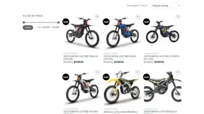 Screenshot of Sport scam website Surronbikesales.com