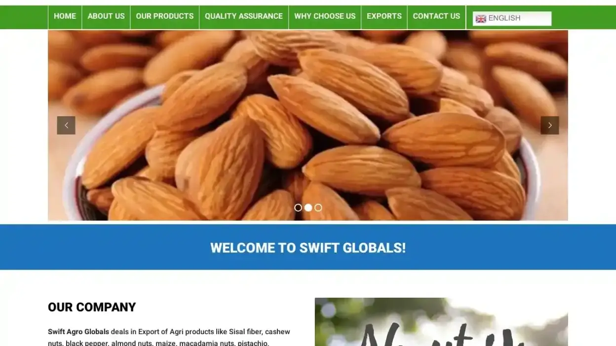 Screenshot of Non-Delivery scam website Swiftagroglobal.com