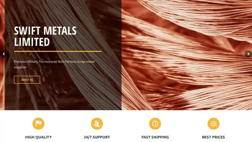 Screenshot of Non-Delivery scam website Swiftmetalslimited.com