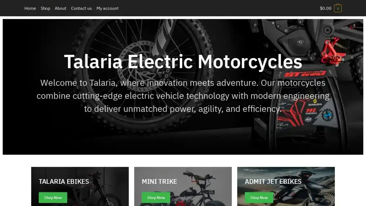Screenshot of Non-Delivery scam website Talariaebikeco.com