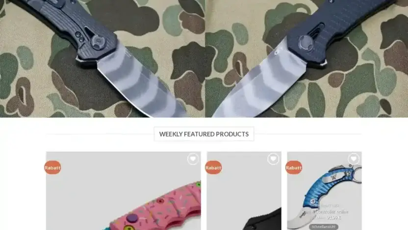 Screenshot of Sport scam website Taschenmesserrabatt.com