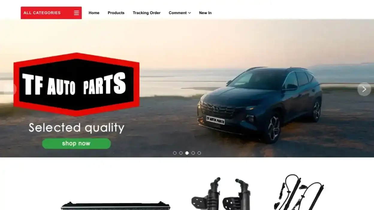 Screenshot of Non-Delivery scam website Tfautoparts.net