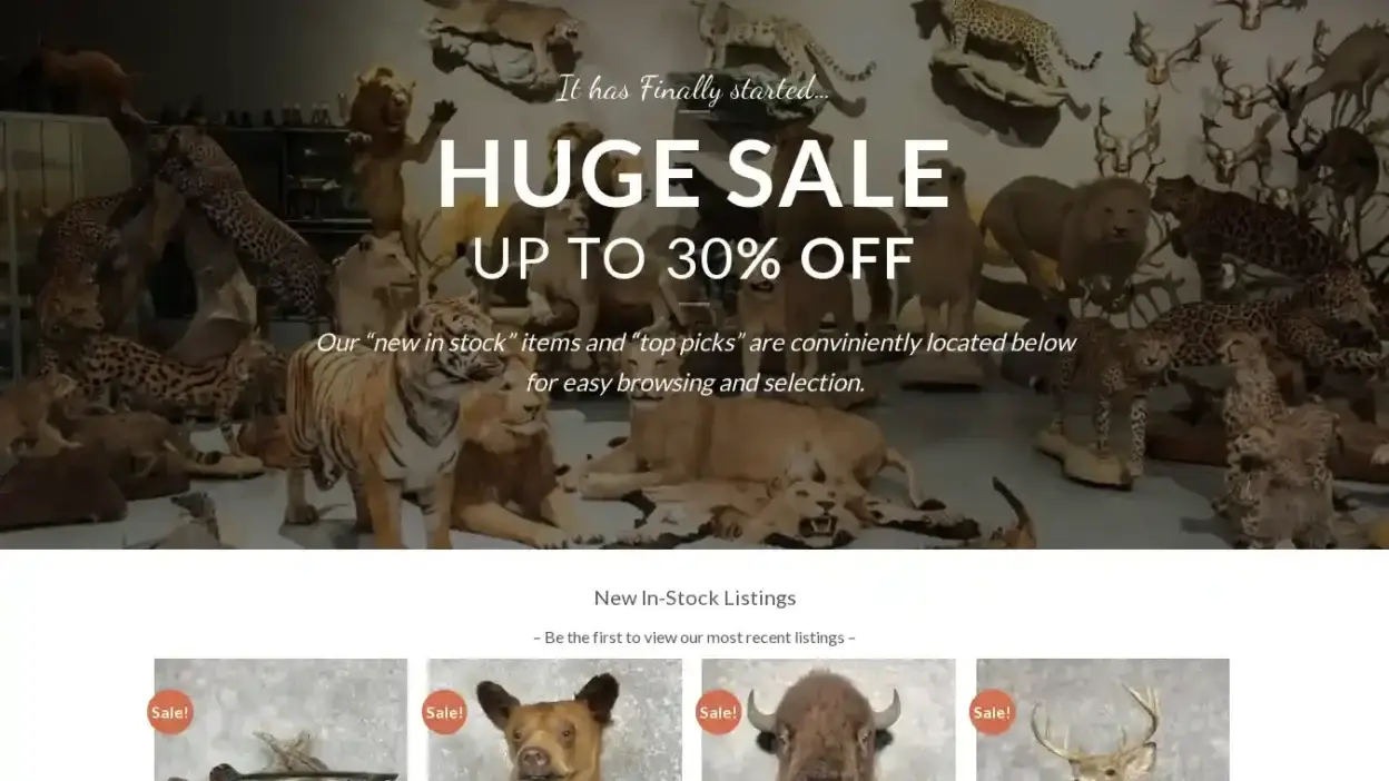 Screenshot of Non-Delivery scam website Therealtaxidermy.com