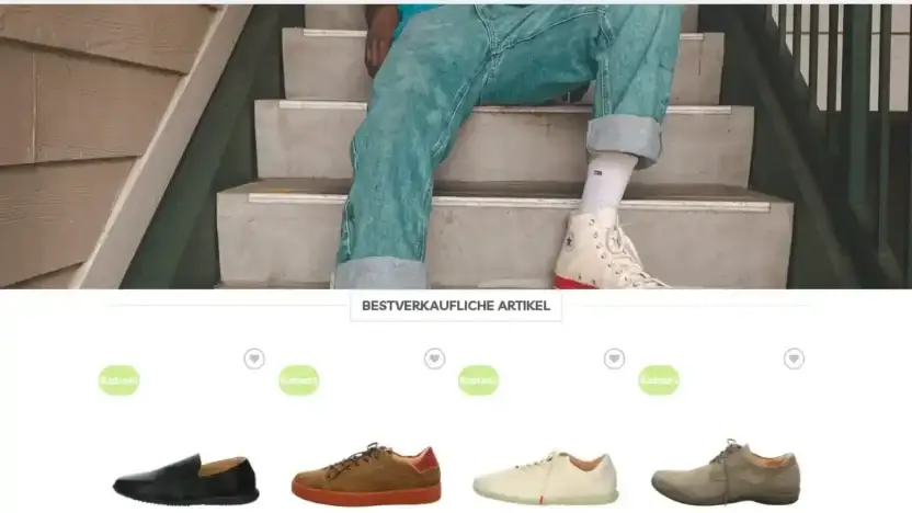 Screenshot of Fashion scam website Thinkschuhede.com