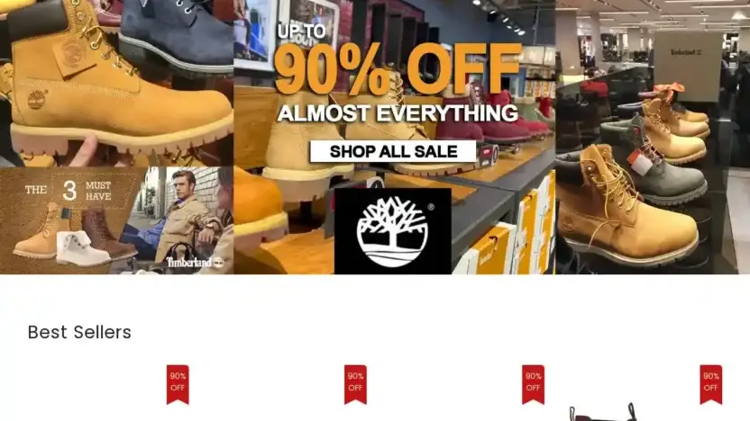 Screenshot of Non-Delivery scam website Timberlandofficial.com