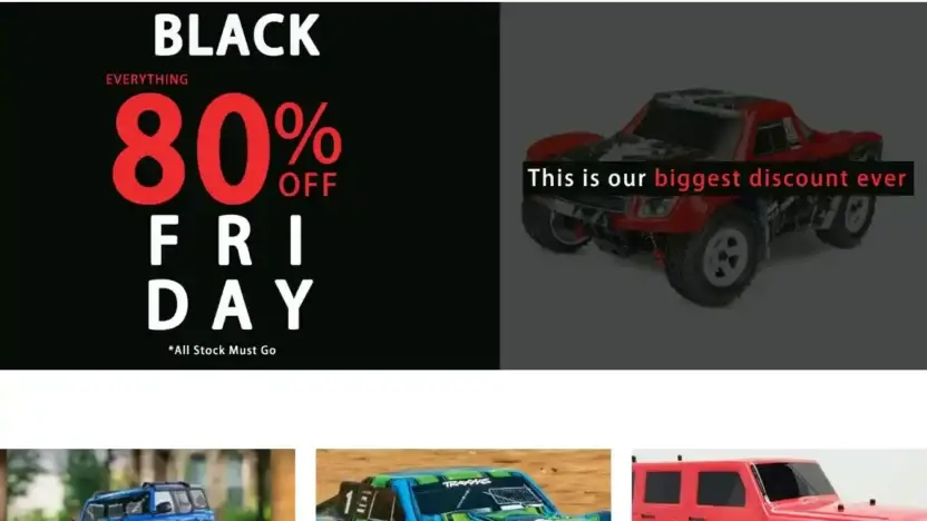 Screenshot of Non-Delivery scam website Traxxasus.store