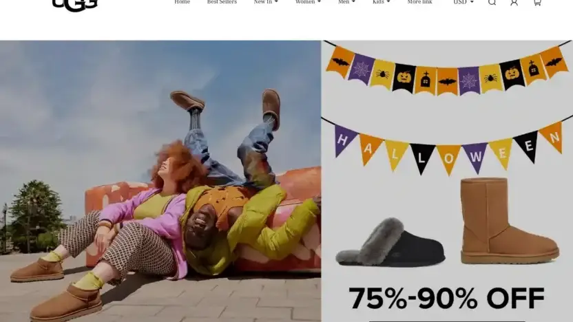 Screenshot of Fashion scam website Ugboots.shop