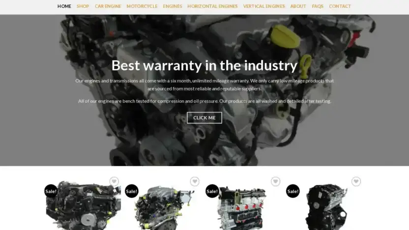 Screenshot of Automobile scam website Ultimatecarengines.com