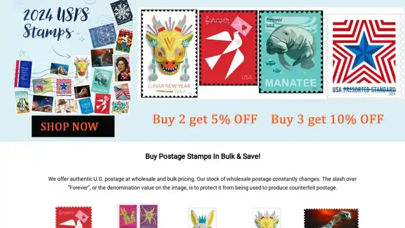 Screenshot of Non-Delivery scam website Usagentstamp.com