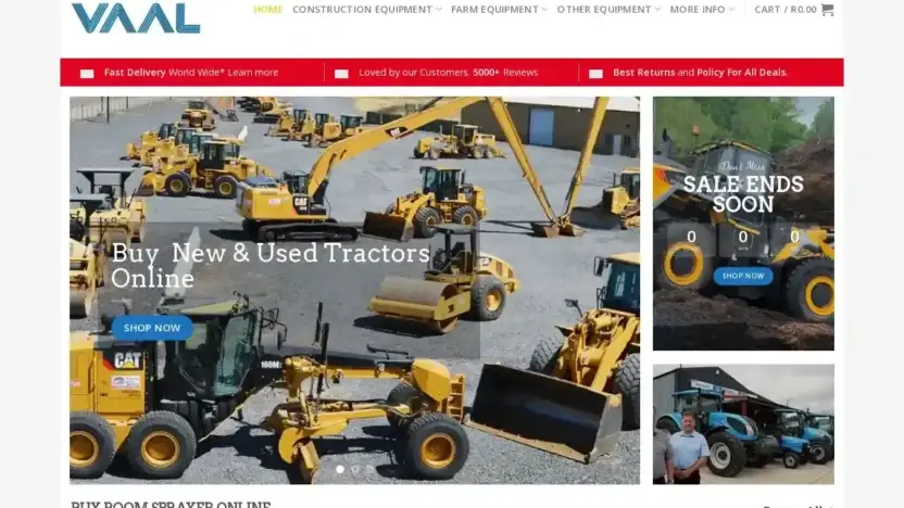 Screenshot of Automobile scam website Vaalenterprisemachinery.com