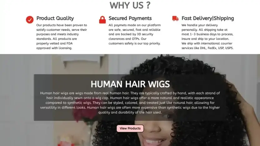 Screenshot of Fashion scam website Vaintapbeauty.com