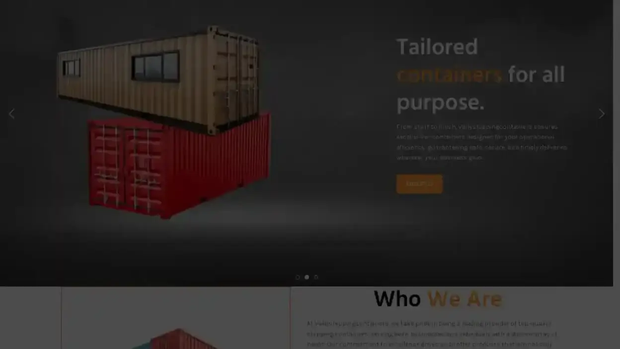 Screenshot of Container scam website Vallyshippingcontainers.com