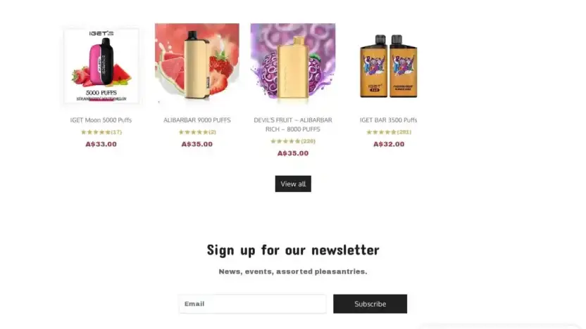 Screenshot of Non-Delivery scam website Vapexb.com