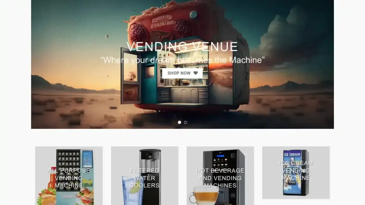 Screenshot of scam website Vendingvenue.com