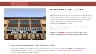 Screenshot of Non-Delivery scam website Vintagewholesaledepot.com