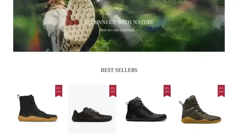 Screenshot of Fashion scam website Vivobarefoot.vip