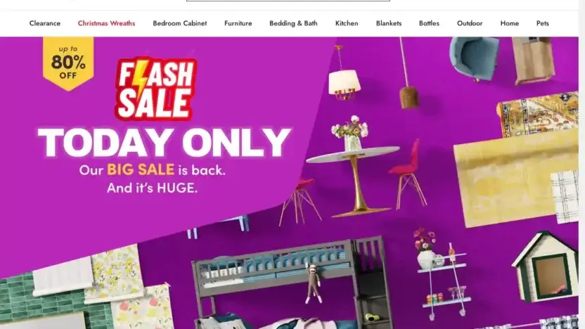 Screenshot of Non-Delivery scam website Wayfarepromotion.com