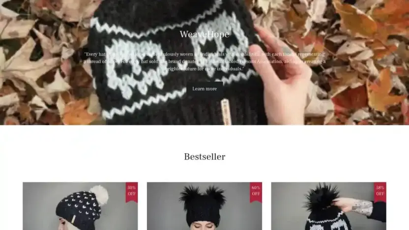 Screenshot of Non-Delivery scam website Weavehope.shop