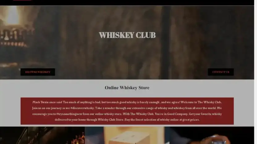 Screenshot of Whisky scam website Whiskeysandbourbons.com