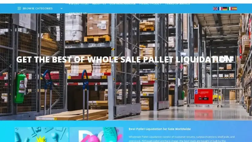 Screenshot of Liquidation scam website Wholesalepalletsliquidation.com