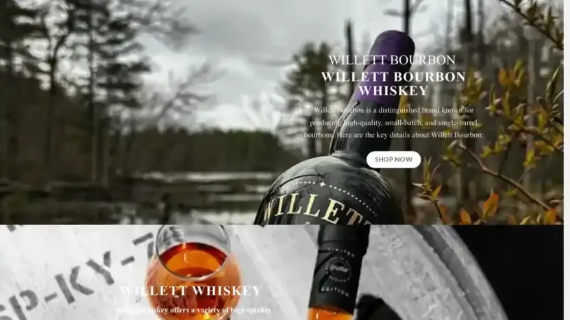 Screenshot of Whisky scam website Willettbourbonwhiskey.com
