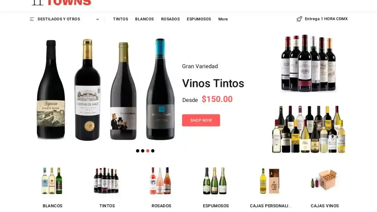 Screenshot of Non-Delivery scam website Winestowns.com