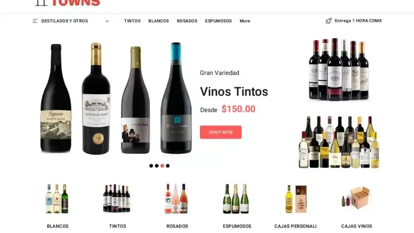 Screenshot of Non-Delivery scam website Winestowns.com