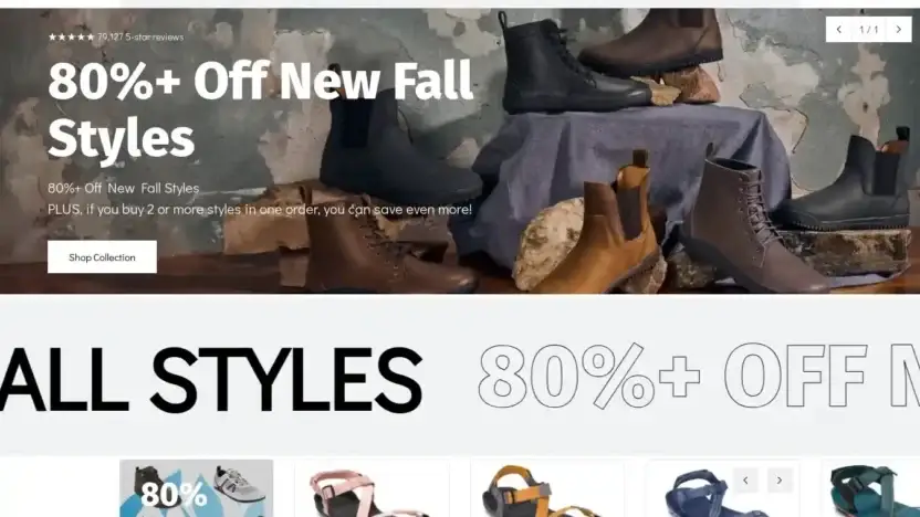 Screenshot of Non-Delivery scam website Xeroshoes.top