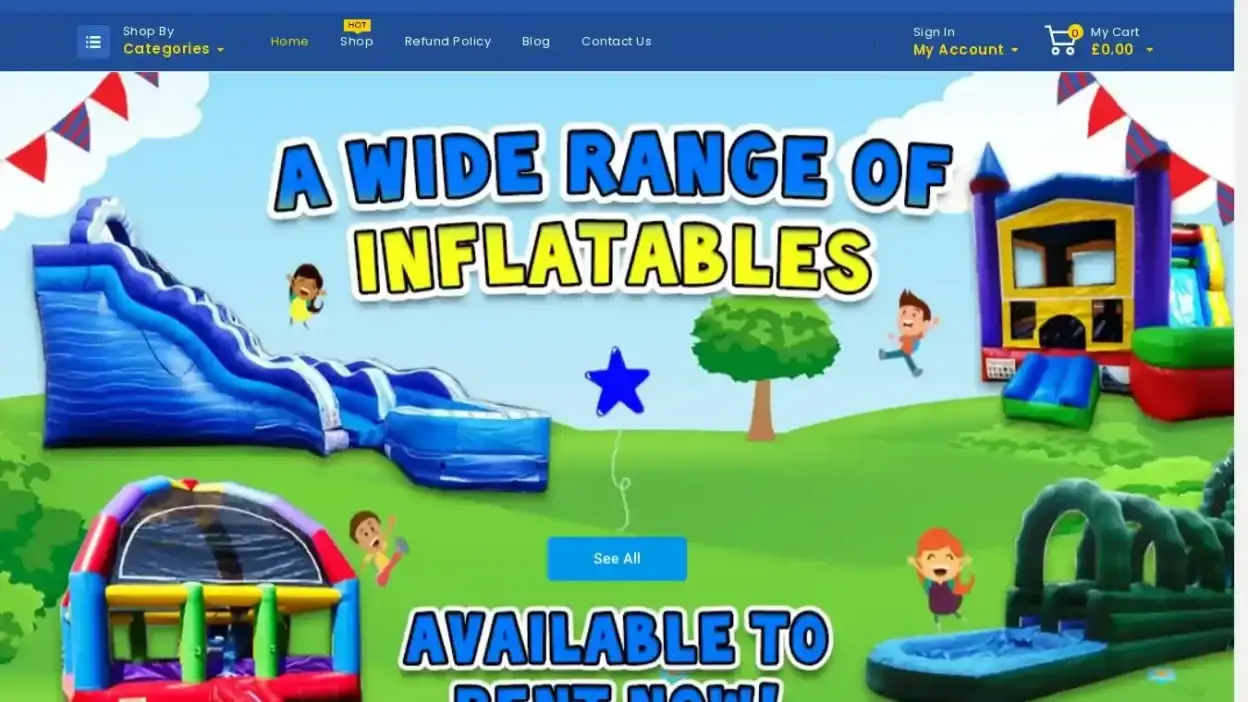 Screenshot of Non-Delivery scam website Yslinflatablepartyrentals.com