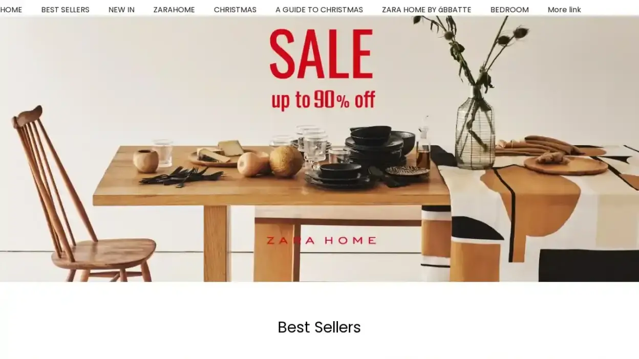 Screenshot of Fashion scam website Zarahomedeals.com