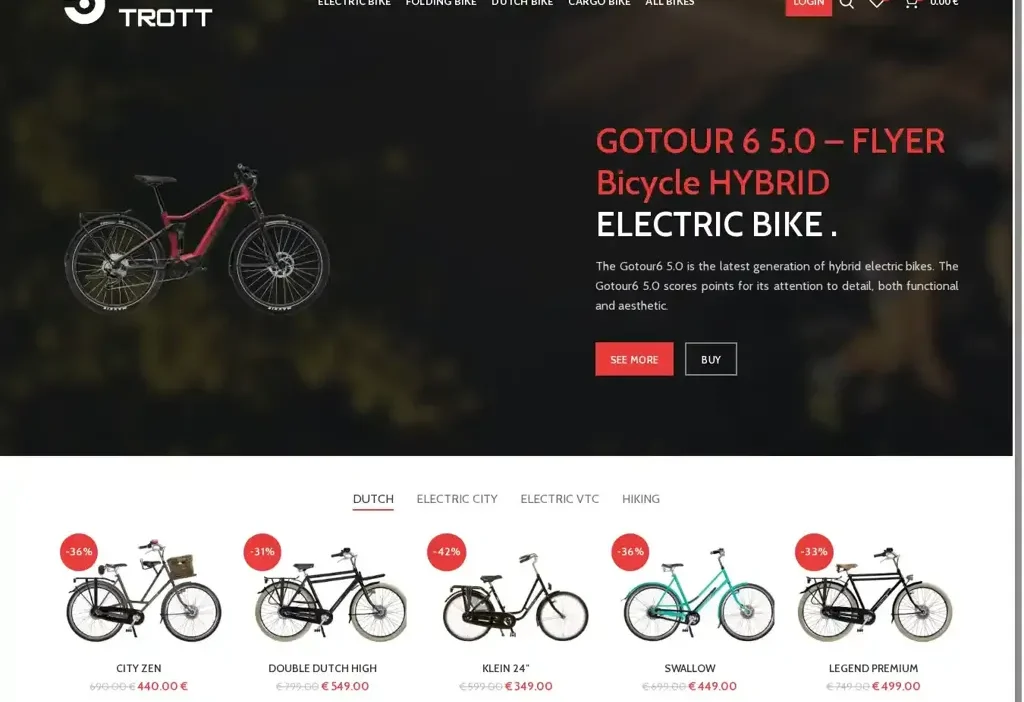 Screenshot of Non-Delivery scam website "Abike-trott.com"