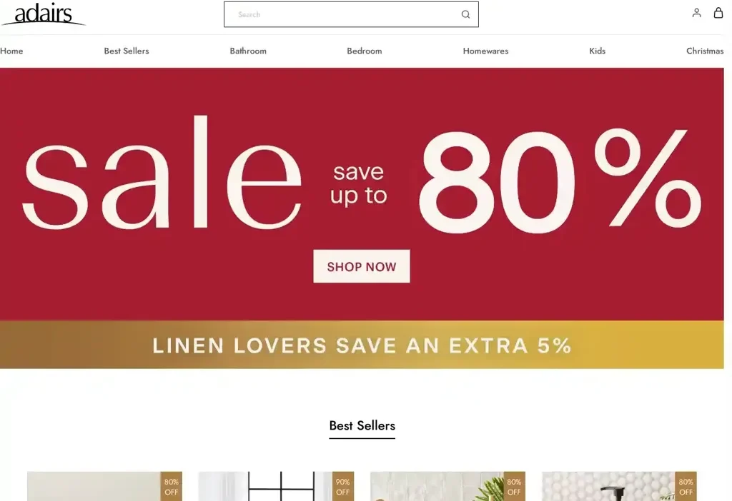 Screenshot of Non-Delivery scam website "Adairsvipsale.com"