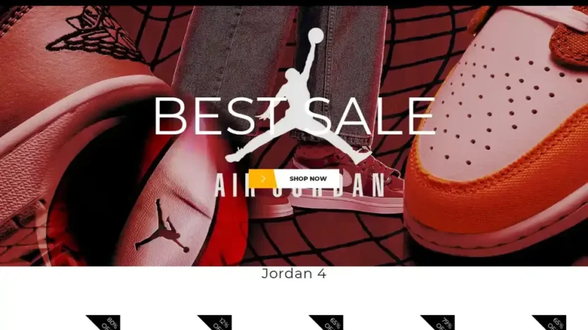 Screenshot of Non-Delivery scam website "Airjordan-4.com"