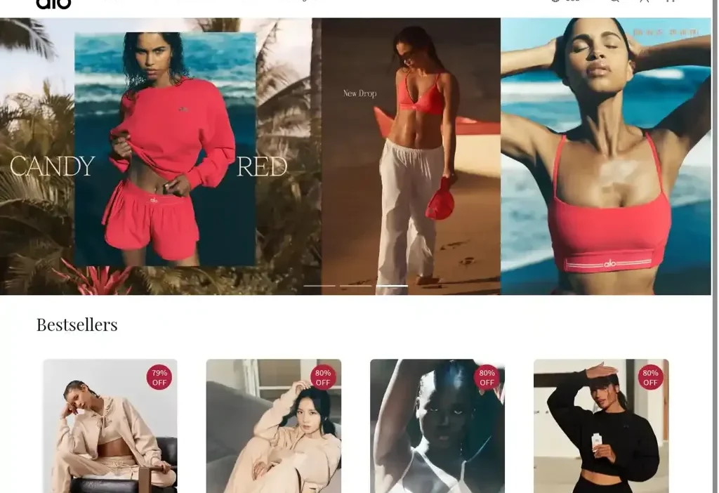 Screenshot of Non-Delivery scam website "Alo-yogasale.shop"