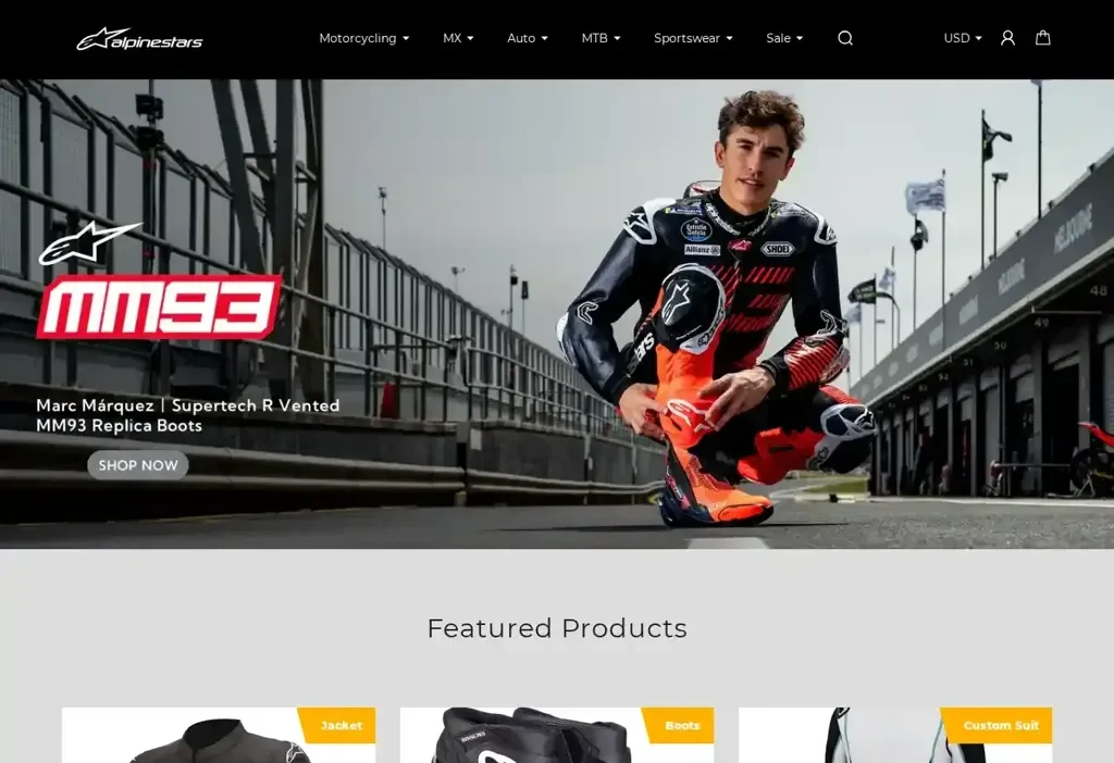 Screenshot of Non-Delivery scam website "Alpinestarsvip-jp.shop"