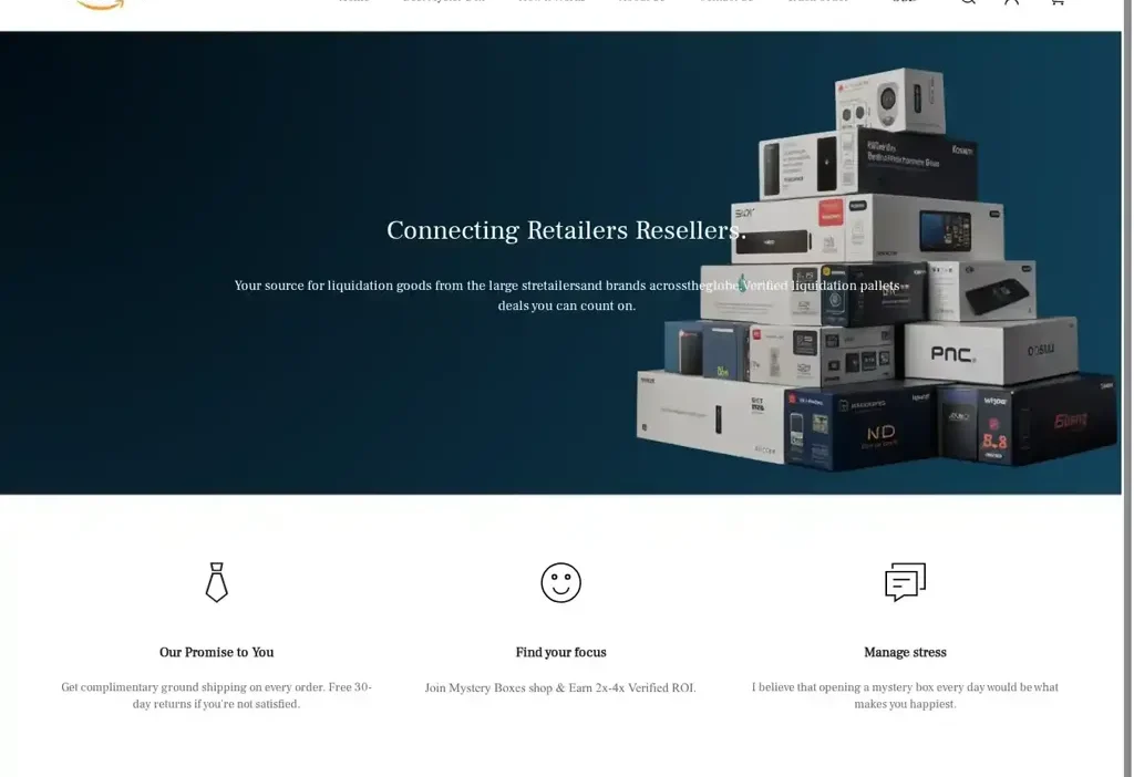 Screenshot of Non-Delivery scam website "Amznmysteryboxs.com"