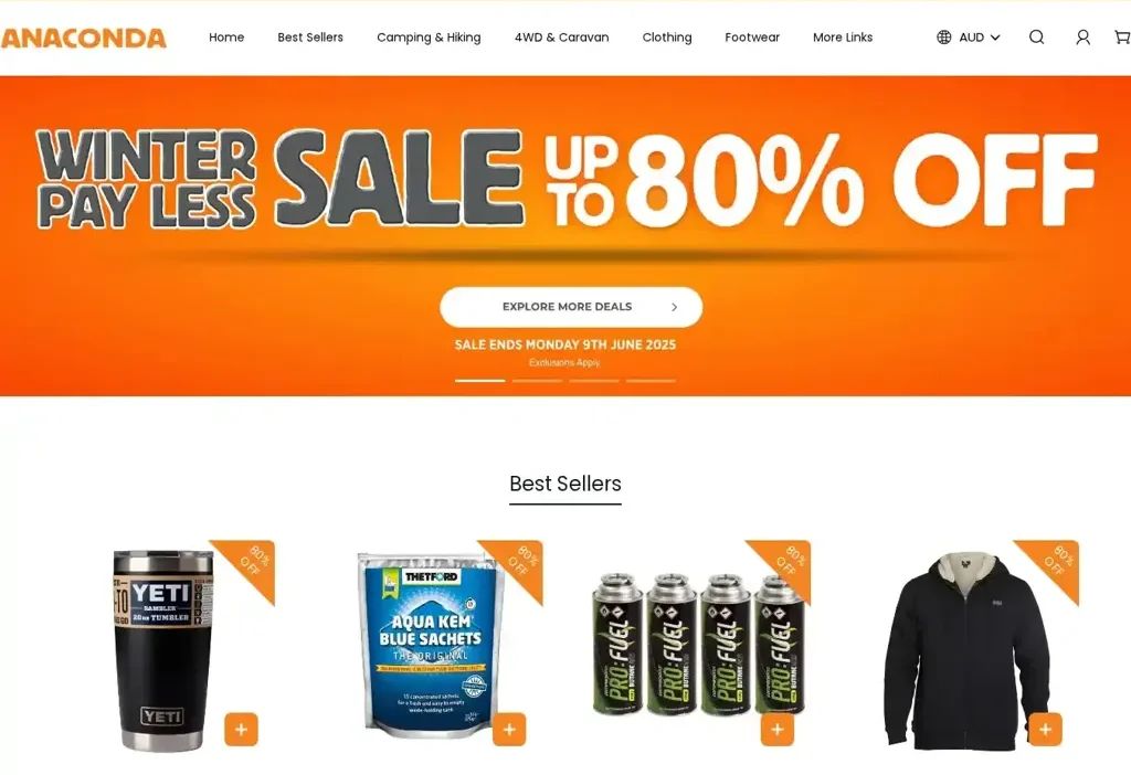 Screenshot of Non-Delivery scam website "Anacondalto.com"