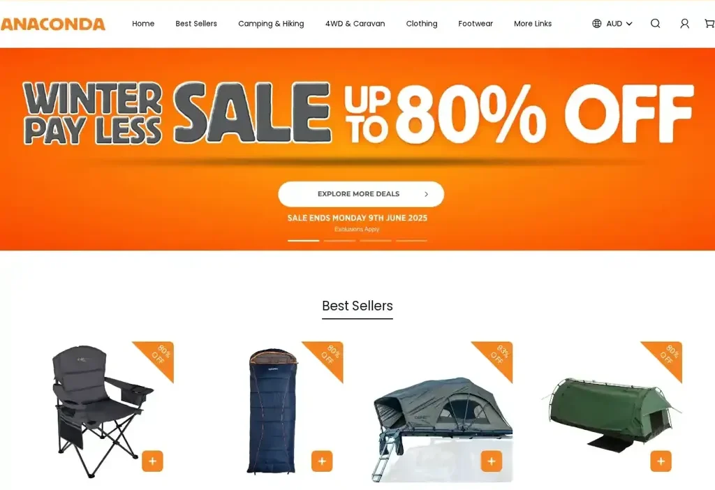 Screenshot of Non-Delivery scam website "Anacondastore.shop"