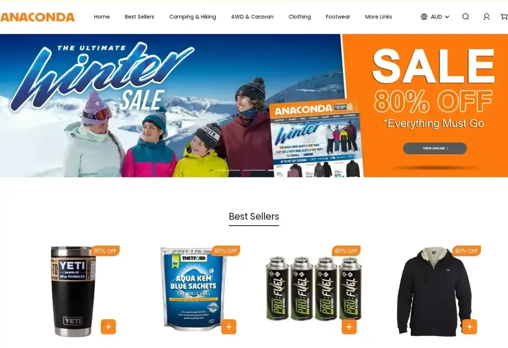 Screenshot of Non-Delivery scam website "Anacondofficial.com"