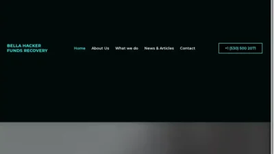 Screenshot of Non-Delivery scam website "Bellahackerfundsrecovery.com"