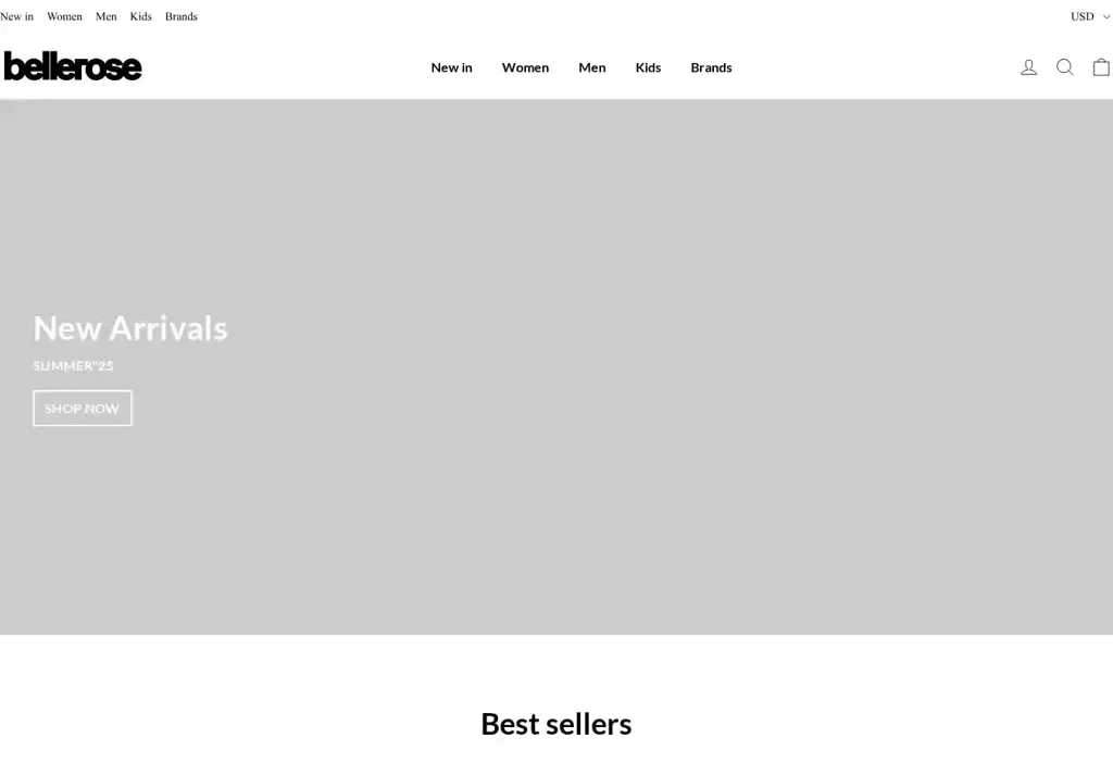 Screenshot of Non-Delivery scam website "Bellerose-sale.shop"