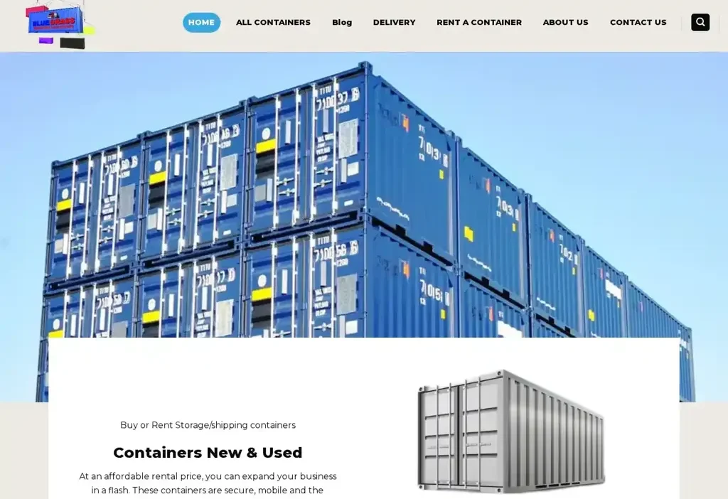 Screenshot of Container scam website "Bluegrassshippingcontainer.com"