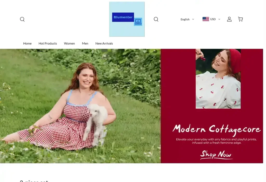 Screenshot of Non-Delivery scam website "Blumenter.com"