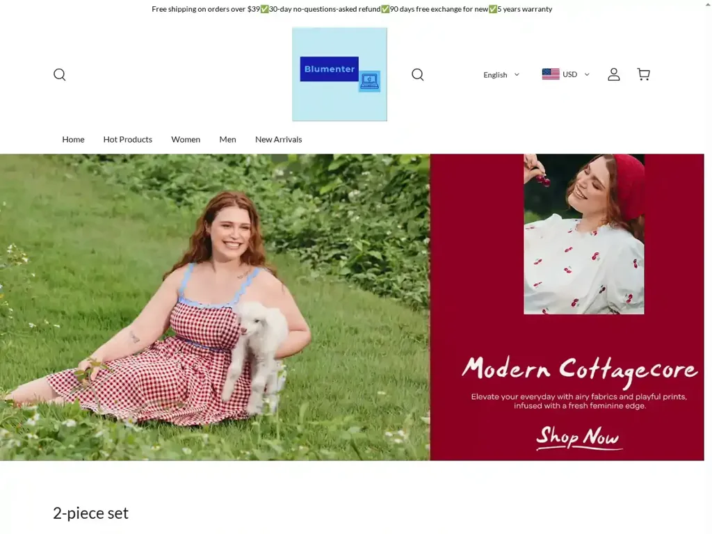 Screenshot of Non-Delivery scam website "Blumenter"