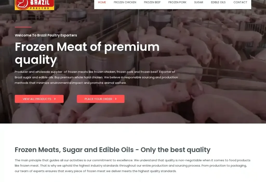 Screenshot of Non-Delivery scam website "Brazilpoultryexporters.com"