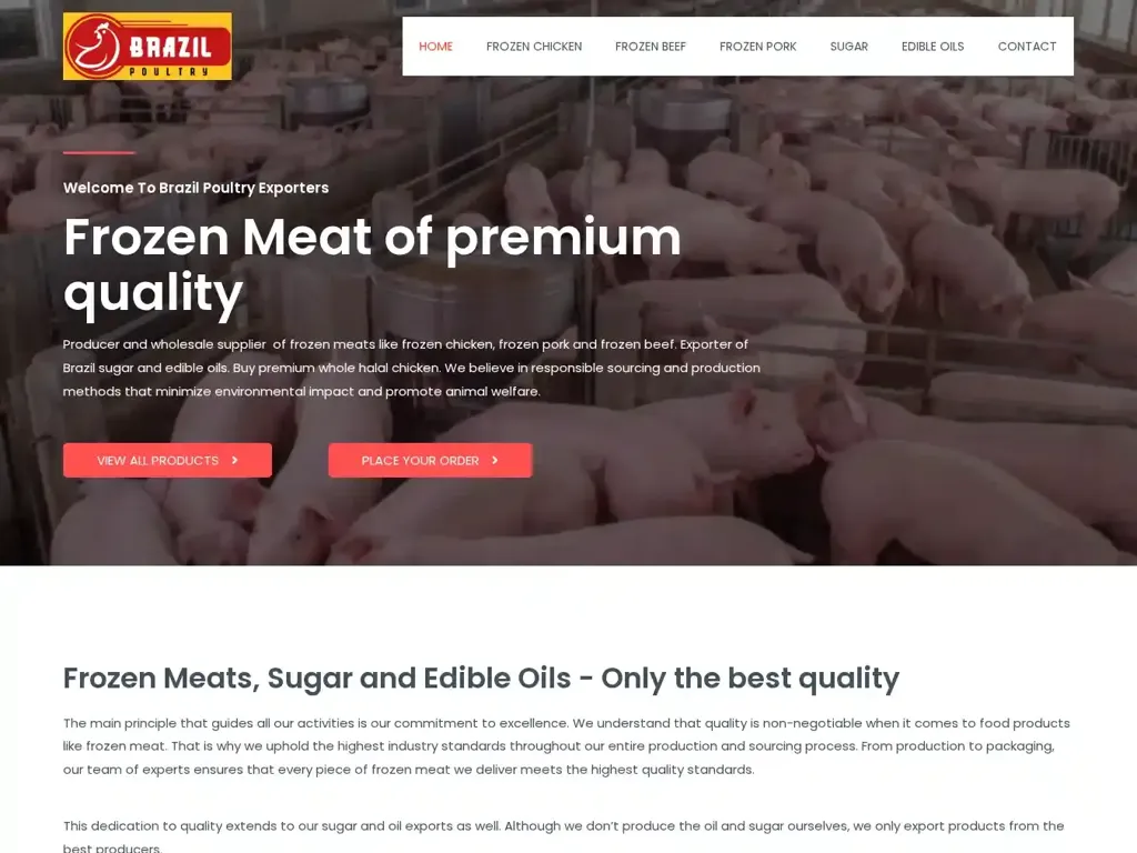 Screenshot of Non-Delivery scam website "Home - Brazil Poultry Exporters"