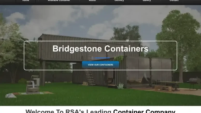 Screenshot of Non-Delivery scam website "Bridgestonecontainers.net"