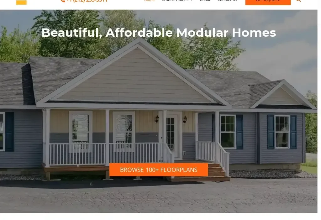 Screenshot of Non-Delivery scam website "Buycheapmobilehomes.com"